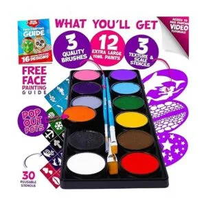 Blue Squid Kit de pintura facial para niños paleta de 12_3