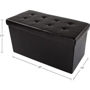 Ottoman Negro piel sintética Banco de almacenamiento_3