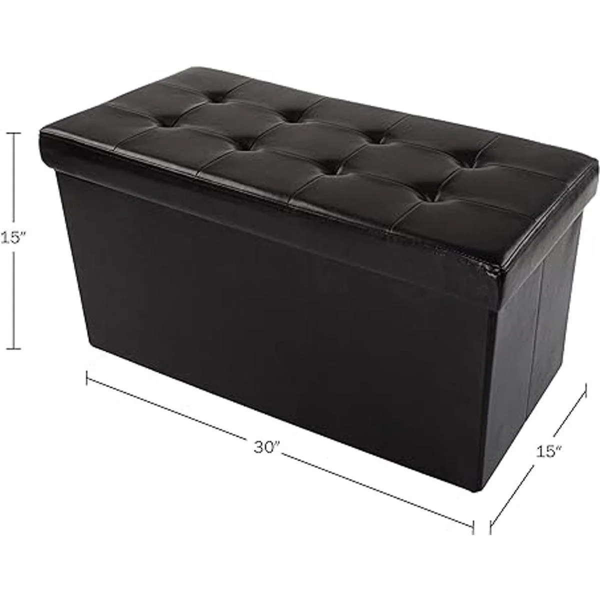 Ottoman Negro piel sintética Banco de almacenamiento_3