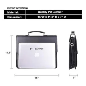 JackChris MBYX015 Maletín de cuero sintético para_3