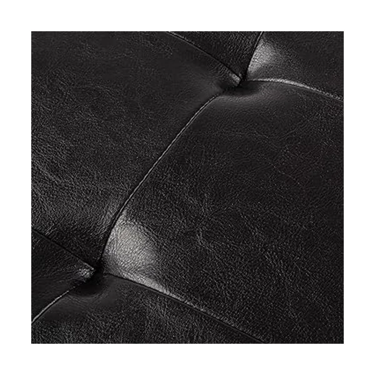 Ottoman Negro piel sintética Banco de almacenamiento_5