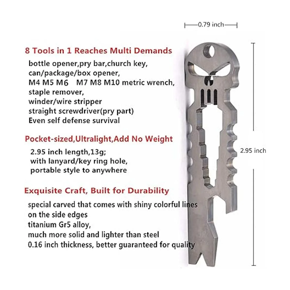 BANG TI Abridor de botellas de titanio Punisher con barra_2