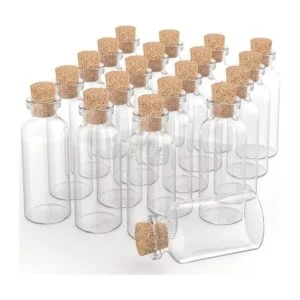 Botellas de vidrio con tapón de corcho de 0.3 fl oz mini
