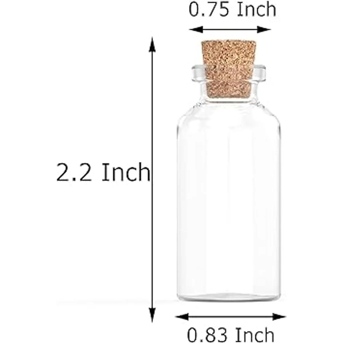 Botellas de vidrio con tapón de corcho de 0.3 fl oz mini