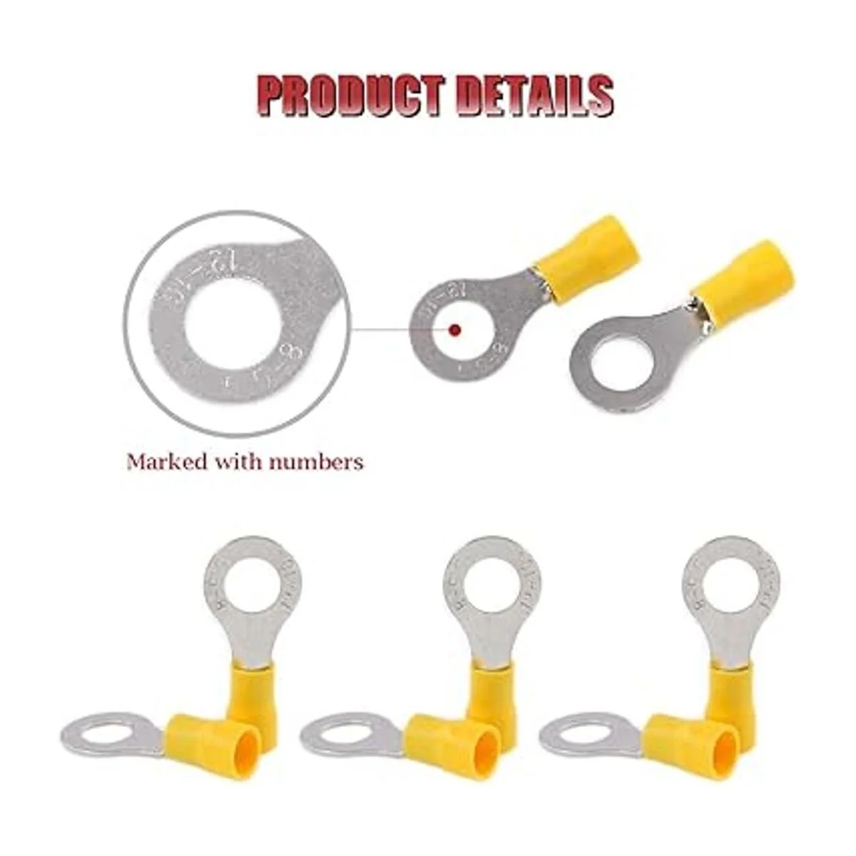 Hilitchi 100pcs 1210AWG Terminales aislados anillo de