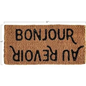 Creative CoOp BonjourAu Revoir Tapete de fibra de coco