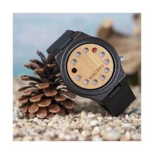 BOBO BIRD Reloj de madera de bambú para hombre con correa