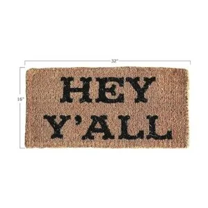 Creative Coop Hey Yall Felpudo de fibra de coco natural_4