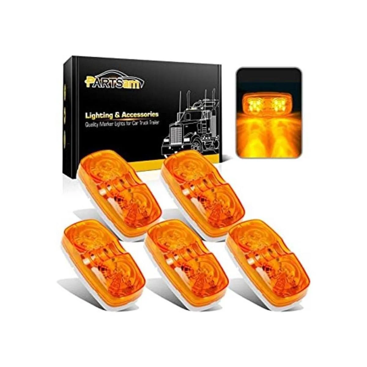 Partsam Cinco luces LED con marcador de remolque doble_1