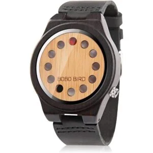 BOBO BIRD Reloj de madera de bambú para hombre con correa