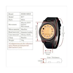 BOBO BIRD Reloj de madera de bambú para hombre con correa