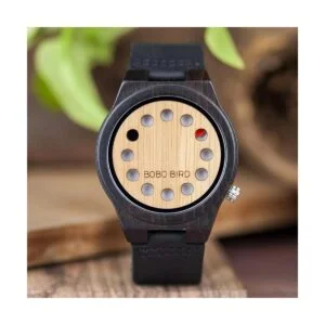 BOBO BIRD Reloj de madera de bambú para hombre con correa