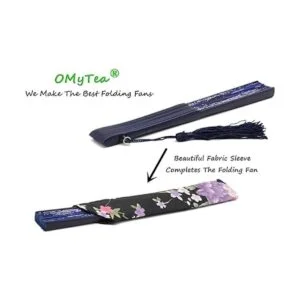 OMyTea abanico desplegable sakura con funda de tela