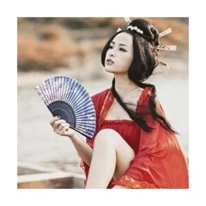 OMyTea abanico desplegable sakura con funda de tela