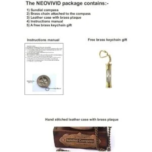 NEOVIVID Brújula de latón con esfera solar con caja de_6