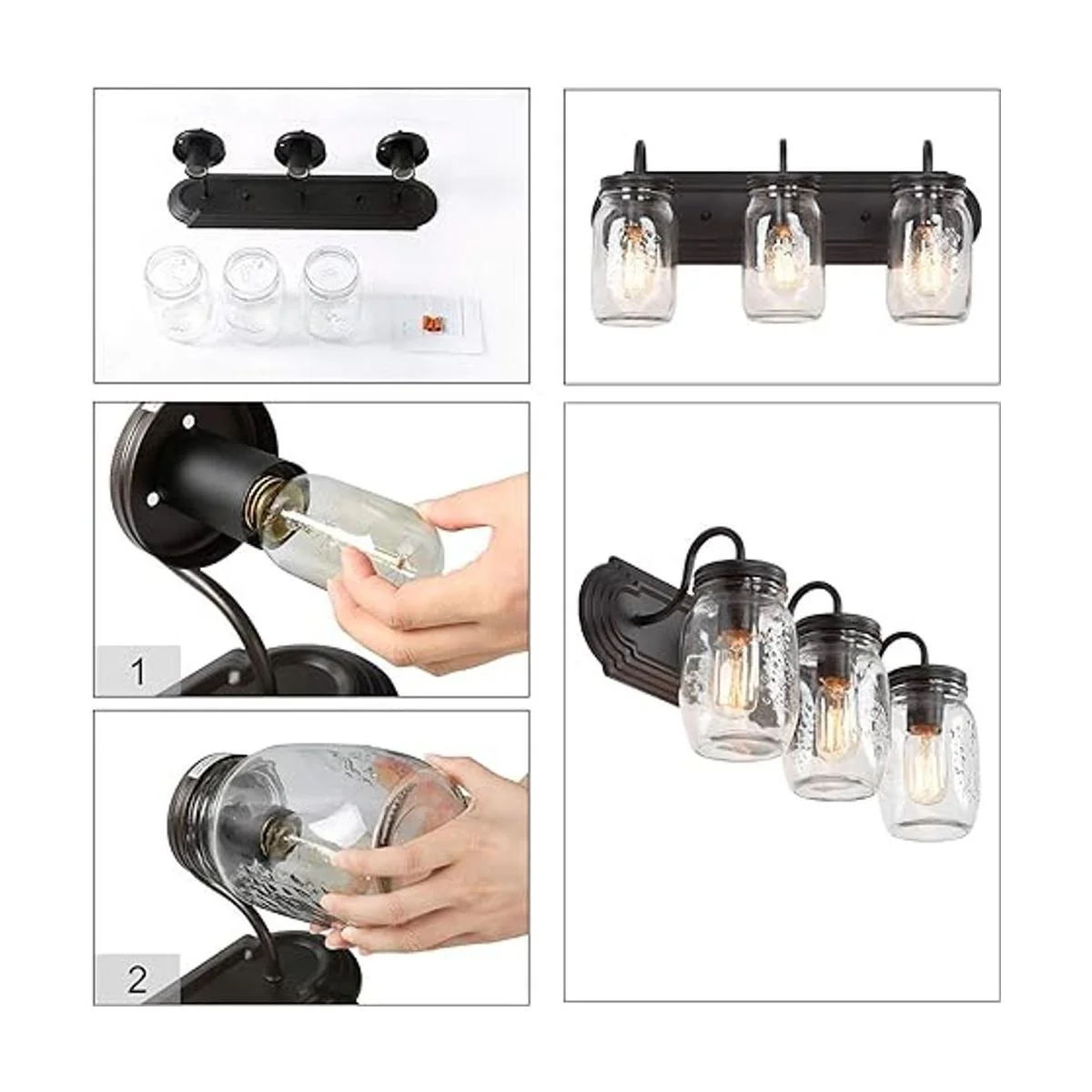 LCN A02980 Aplique de pared para bañera tarro de masón_4