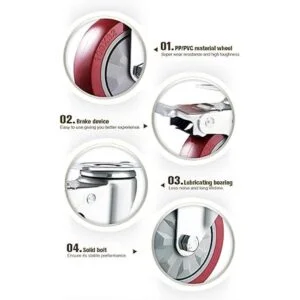 GBL Ruedas giratorias resistentes de 4 pulgadas sin frenos_2