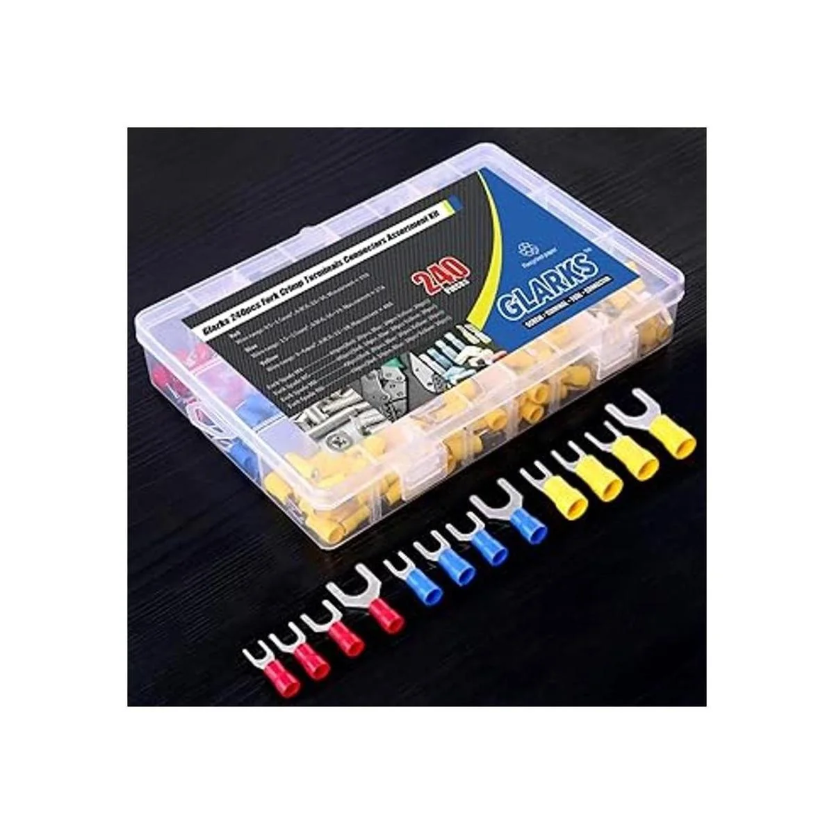 Glarks Juego de 240 conectores de horquilla de calibre_5