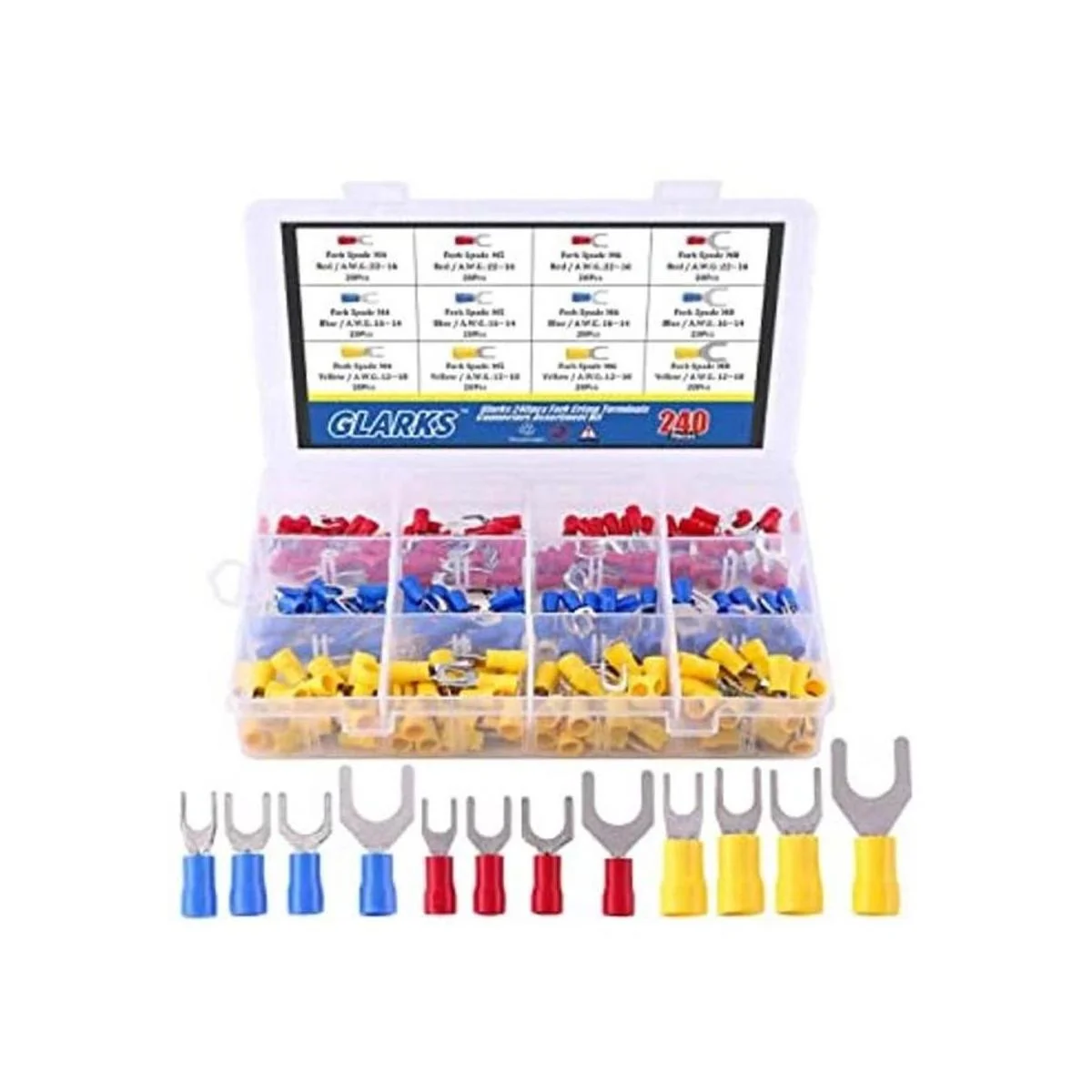 Glarks Juego de 240 conectores de horquilla de calibre_1