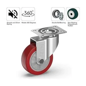 GBL Ruedas giratorias resistentes de 4 pulgadas sin frenos_4