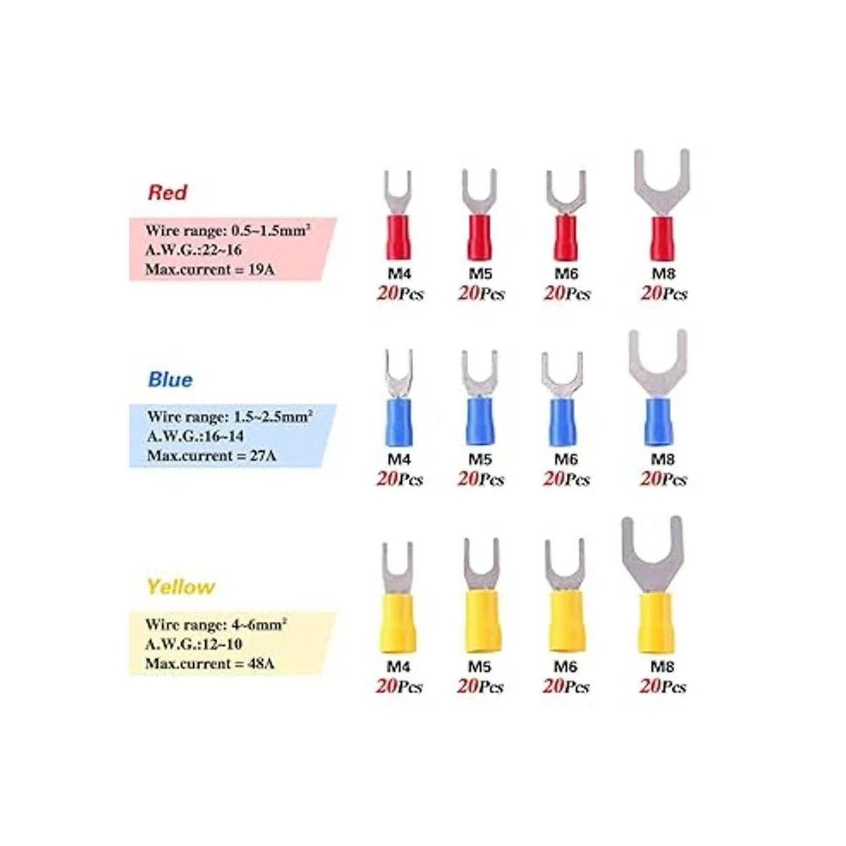 Glarks Juego de 240 conectores de horquilla de calibre_2