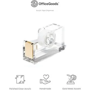 Dispensador de cinta acrílica y dorada de OfficeGoods un_5