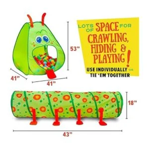 Carpa y túnel para niño con forma de oruga juego de 2_3