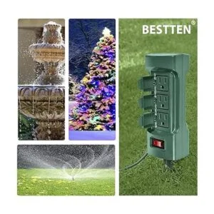 BESTTEN Regleta de alimentación para exteriores con