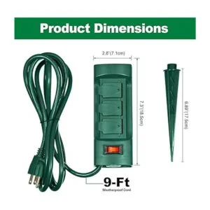 BESTTEN Regleta de alimentación para exteriores con