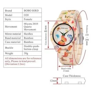 BOBO BIRD Reloj de bambú para mujer con grabado de_2