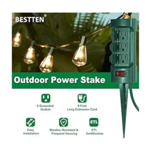 BESTTEN Regleta de alimentación para exteriores con