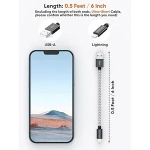 CableCreation Cable de carga corto para iPhone de 0.5_2