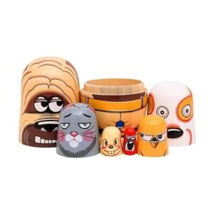 Moonmo 6 muñecas rusas de madera hechas a mano para anidar_3