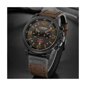 Relojes con correa de cuero para hombre cronógrafo_3