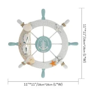 Rienar timón de madera con red de pesca playa barco