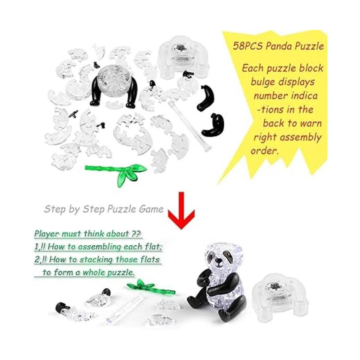 Coolplay Rompecabezas de cristal 3D regalos de panda_4