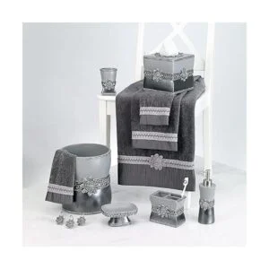 Avanti Linens Medallón Trenzado Plata y Jabonera de resina_4