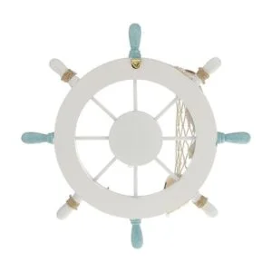 Rienar timón de madera con red de pesca playa barco