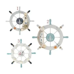 Rienar timón de madera con red de pesca playa barco