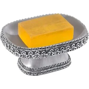 Avanti Linens Medallón Trenzado Plata y Jabonera de resina_2