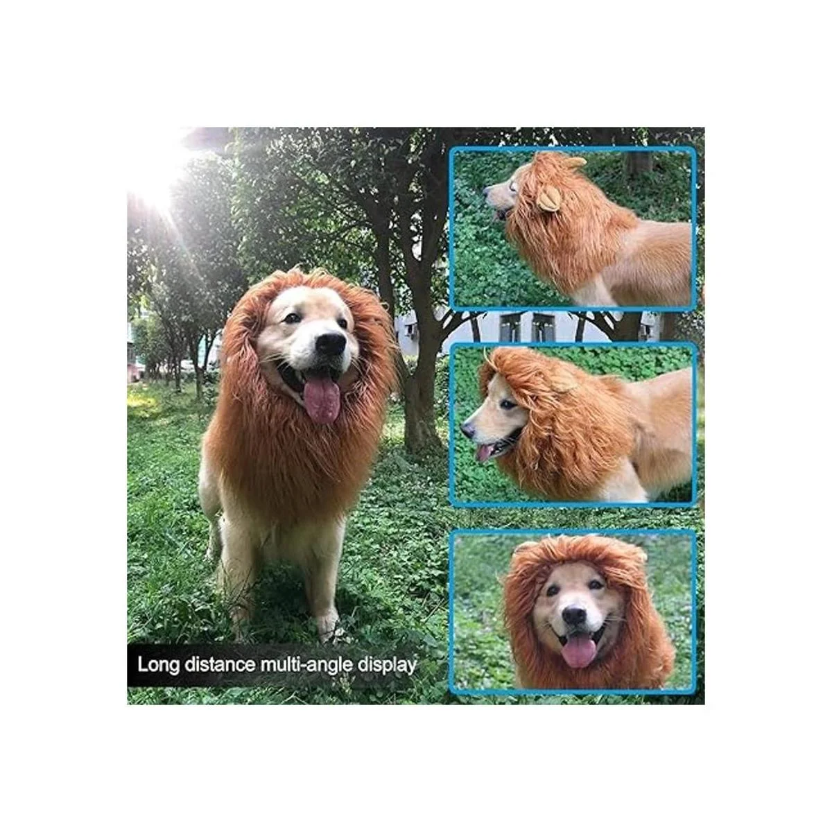 Rwm Disfraz de melena de león para perro peluca de_4