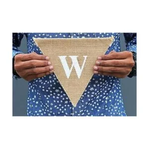 Banderín de arpillera de la suerte guirnalda con tréboles_4