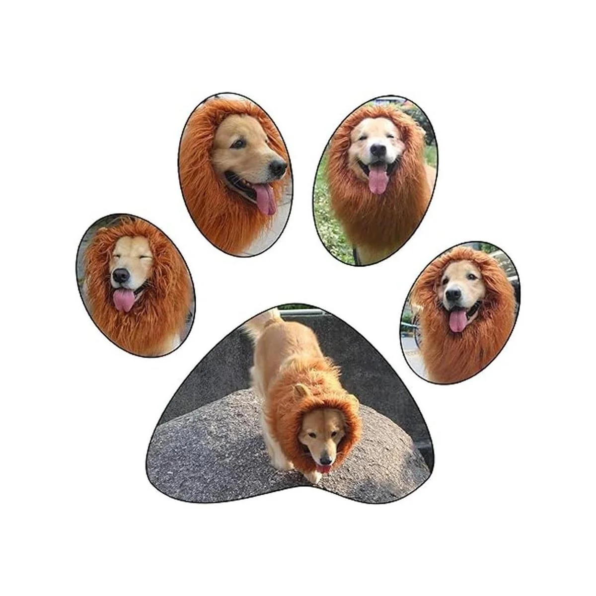 Rwm Disfraz de melena de león para perro peluca de_6