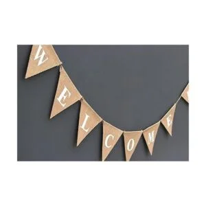 Banderín de arpillera de la suerte guirnalda con tréboles_2