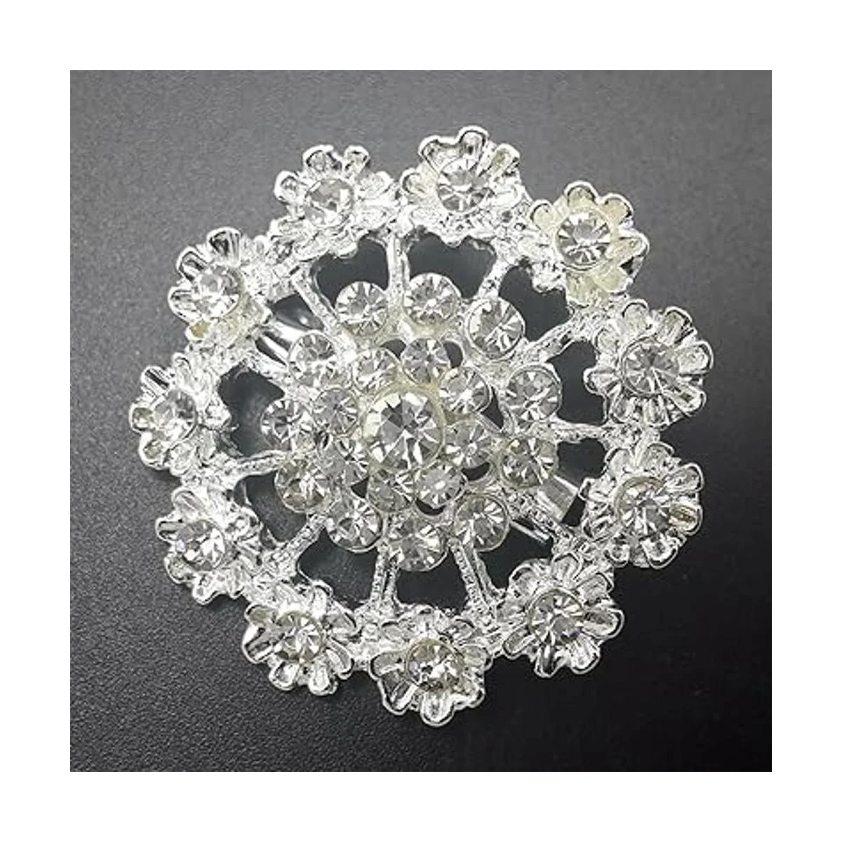 Juego de 24 broches de flores de cristal de diamantes de
