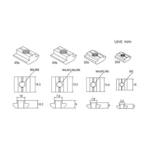 Boeray 50 piezas M3 Slide in T Nut Tuerca deslizante para_2