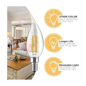 Juego de bombillas LED regulables E12 4 W equivalente a