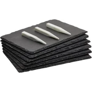 Minitablas de pizarra para servir quesos. Charolas de