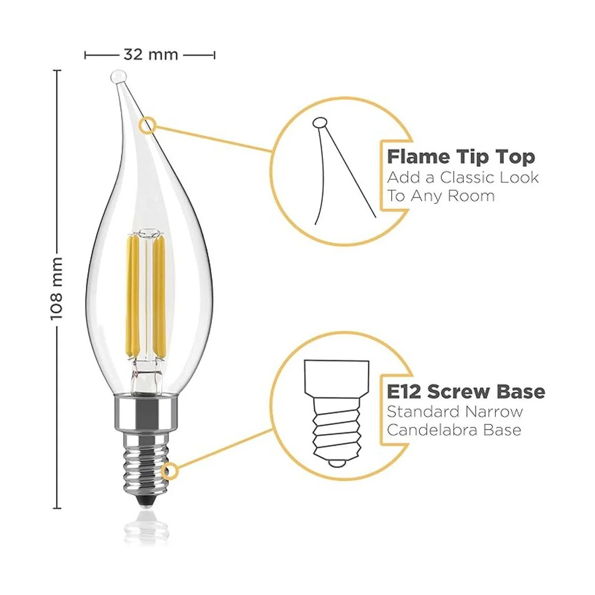 Juego de bombillas LED regulables E12 4 W equivalente a