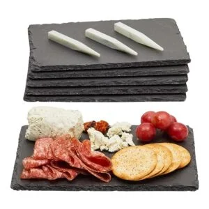 Minitablas de pizarra para servir quesos. Charolas de